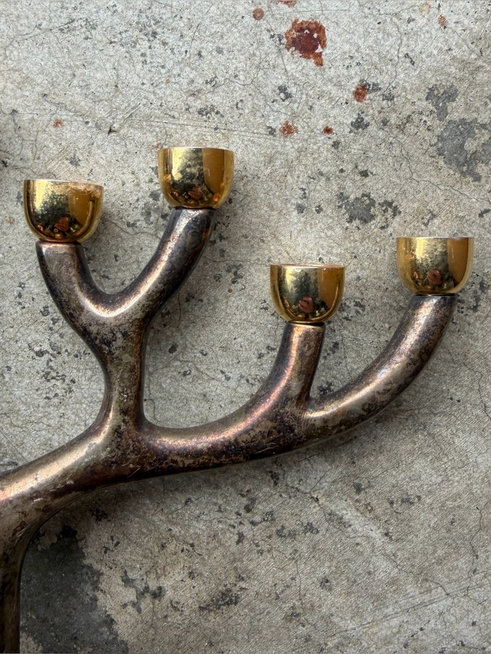 Vintage Sandra Kravitz by Jacob Rosenthal Brass Tree of Life Menorah Judaica - Picture 6 of 10